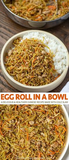 egg roll in a bowl with rice and carrots