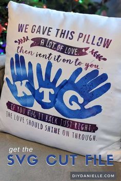 a pillow that says, we gave this pillow then went to you the love should shine on through