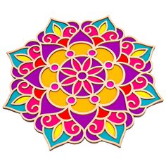 a colorful flower design on a white background