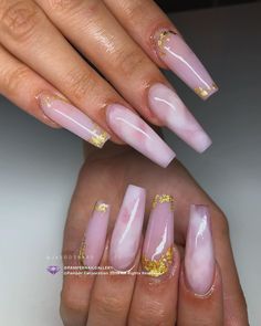 Amethyst Nails, Rose Quartz Nails, Gel Nails French, Quartz Nails, Nails French Tip, Quartz Nail, Coffin Shape Nails, Manicure Y Pedicure