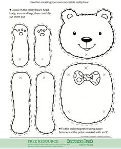 the teddy bear cut out is ready to be used as a craft project for kids