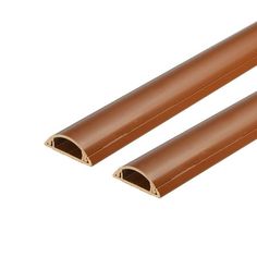 two brown plastic tubes on a white background