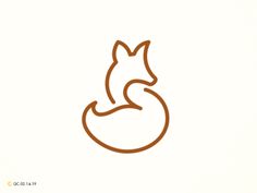 a simple fox logo is shown in this minimalist style, with the outline of an animal's head