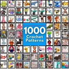 the book cover for 100 crochet patterns shows many different kinds of stuffed animals