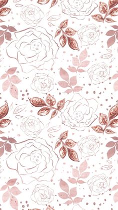 a white background with pink roses and dots on the bottom right corner is an orange rose