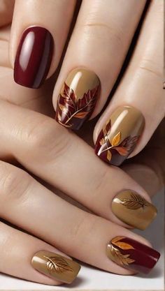 Celebrate the season with Trendy November Nails: 20 Chic and Cozy Ideas for 2024! Featuring rich hues, stylish designs, and cozy patterns, these nails are perfect for fall. 🍁💅 #NovemberNails #TrendyNails #2024NailTrends #AutumnNails #ChicNails #CozyNails #NailArt #FallStyle Autumn Inspired Nails, Leave Nails, September Nail Colors, September Nails Art, Shirt Nails, September Nails