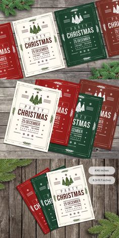 christmas party flyer templates with pine trees