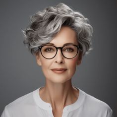 Grey Hair And Glasses, Potting Station, Grey Curly Hair, Short Silver Hair, Short Curly Haircuts, Messy Short Hair, Short Grey Hair, Edgy Short Hair, Trendy Short Hair