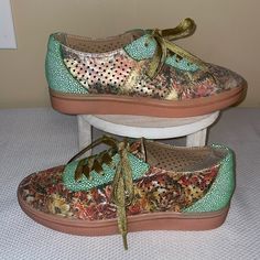 Spring Step L’artiste Women’s Size 37 6.5 7 Sneakers Shoes Fashion Floral New Without Tags Nwot Mixed Pattern Of Dots And Metallic Floral Gold Shimmer Laces Comfort Soles The Item Will Be Shipped As Shown In All Of The Photos - Please See Every Photo For The Exact Item Description. Stock Photos Are To Show Fit / Style Only Ships From A Smoke Free Home! All Items Are Shipped Within 2 Days. Thanks For Checking Out My Store! New To Posh? Use My Code Mregister319 To Save $10! Spring Sneakers With Leather Sole And Closed Toe, Leather Sneakers With Speckled Midsole, Spring Green Sneakers With Leather Sole, Spring Sneakers With Leather Sole, Spring Flat Sneakers With Leather Sole, Flat Sneakers With Leather Sole For Spring, Multicolor Leather Closed Toe Sneakers, Multicolor Leather Sneakers, Dance Heels