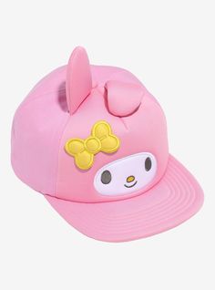 Keep yourself shaded while looking kawaii with this Sanrio snapback hat! It comes in a scuba material and features My Melody's face  plus a 3D bow and ears up top.Polyester; cottonAdjustableImported Kawaii Hats, Kuromi Outfit, Dory Finding Nemo, Kawaii Hat, Hello Kitty House, Disney Dragon, Rose Hat, Exploding Kittens, Emily The Strange