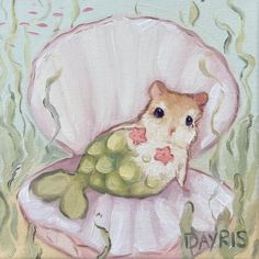 a painting of a hamster in a shell