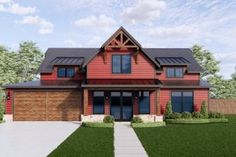 this is an artist's rendering of a red house