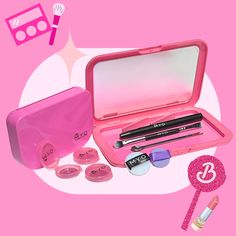 Makeup • Your • Own Beauty, Barbie Style! With this Pretty Pink M•Y•O Makeup Cases & Accessories Bundle. Pink really does go with anything!  Now you can keep your makeup and beauty essentials organized and in the palm of your hand with this pretty, pink duo.   Contains:  - 1 Pink Pro Travel Makeup Case - 2 Magnetic Lip Concealer, Travel Makeup Case, Makeup Cases, Blending Sponge, Minimal Makeup, Types Of Makeup, Makeup Travel Case, Barbie Style, Brow Brush