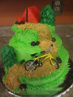 a cake that is shaped like a dirt bike