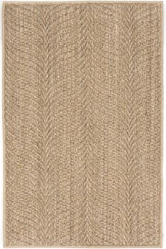 an area rug made out of jute and woven in neutral colors, on a white background