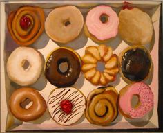 there are many different donuts in the box