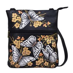 PRICES MAY VARY. HAND-PAINTED PREMIUM BAG - An original piece of artwork hand-painted on soft leathers. It will bring flair and style you can flaunt while providing you with a luxury feel organizer for all your essentials BUTTERFLY DUSK ARTWORK - Each bag is hand-painted to create a piece of art inspired by nature and vintage themes. A beautiful butterfly with multiple lines and patterns covered in flowers painted on a black backdrop to create the perfect masterpiece HANDCRAFTED FROM LEATHER - O Painted Leather Bag, Women's Handkerchief, Cross Shoulder Bag, Older Women's Hairstyles, Painted Purse, Handbag Cake, Cross Shoulder Bags, Flowers Painted, Perfect Purse