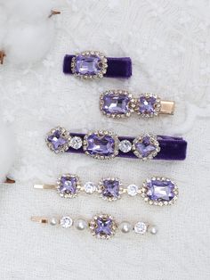 Purple Glamorous Collar  Glass  Sets Embellished   Women Accessories Headband Making, Hair Clips Diy, Beading Jewelery, Pearl Decor, Hair Accessories Clips, Head Jewelry, Jewelry Fashion Trends