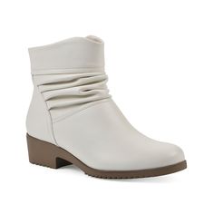 Cliffs by White Mountain-Durbon Bootie Effortless functionality and trendy style make the Cliffs by White Mountain Durabon bootie versatile. Ruched detailing gives an edgy look to the pull-on boot, elevated by a block heel. and Click here for Boot Measuring Guide. Women's Ankle Boots, White Mountain, Pull On Boots, Edgy Look, Trendy Style, Womens Ankle Boots, Winter White, Bootie, Cold Weather