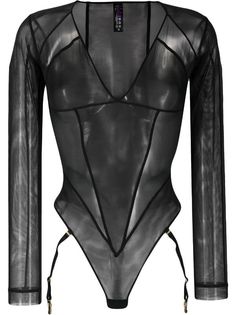 Maison Close Dahlia Sheer long-sleeve Bodysuit - Farfetch Black Bodysuit With Boning For Night Out, Long Sleeve Mesh Bodysuit For Night Out, Sheer Fitted Mesh Bodysuit, Sheer Mesh Long Sleeve Bodysuit, Black Long Sleeve Sheer Bodysuit, Black Mesh Bodysuit With Mesh Sleeves, Night Out Long Sleeve Bodysuit With Mesh Sleeves, Mesh Bodysuit With Mesh Sleeves For Night Out, Black Sheer Long Sleeve Bodysuit