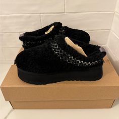 Black - Short - Platform - Braided - New Tazz Slipper, Ugg Tazz, Shoes Ugg, Ugg Black, Ugg Shoes, Womens Uggs, Black Shorts, Braids, Slippers