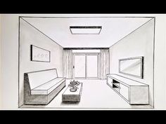 a drawing of a living room with couches and coffee table