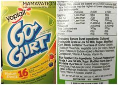 yogurt product label with information about it