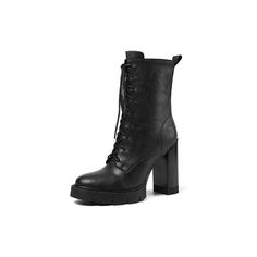 Indulge in the luxurious, winter-ready charm of these women's boots, meticulously crafted from superior cow leather with a distinct round toe design. The lace-up closure ensures a secure fit, while the pigskin insole and lining, along with the rubber outsole, deliver unmatched comfort and durability. Elevated by a chic platform and heel, these boots bring an undeniable sophistication to your cold-weather wardrobe. Why wait? Step into luxury today and elevate your style with these timeless boots. Elegant Lace-up Platform Boots With Reinforced Heel, Winter Boots With Front Lace-up Fastening And Round Toe, Winter Lug Sole Mid-calf Boots, Winter Lace-up Heeled Boots, Lace-up Leather Mid-calf Boots, Elegant Lace-up Martin Boots For Winter, Chic Winter Combat Boots With Reinforced Heel, Elegant High Ankle Moto Boots For Winter, Winter Faux Leather Heeled Boots With Lug Sole