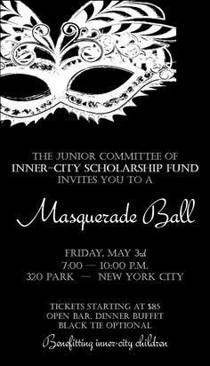 the masquerade ball flyer is black and white