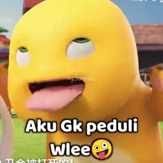 an animated character with the words aku gk pedui wee