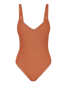 Deta Hora One Piece - Terra Cotta | Garmentory Solid Ribbed Fitted Swimwear, Fitted Solid Ribbed Swimwear, Ribbed One-piece Bodysuit For Poolside, Poolside Ribbed One-piece Bodysuit, Fitted Ribbed Sleeveless Swimwear, Ribbed One-piece Swimwear, One-piece Ribbed Swimwear For Poolside, Ribbed One-piece Swimwear For Poolside, Ribbed One-piece Swimwear For Pool