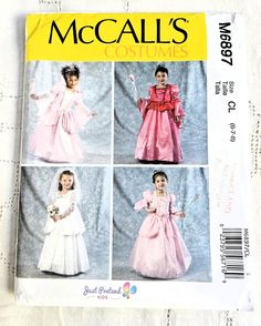 the sewing pattern for children's dresses is shown