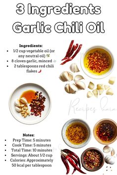 three ingredients for garlic chili oil