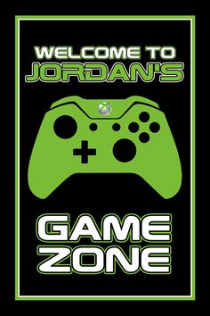 a video game controller with the words welcome to jordan's game zone on it