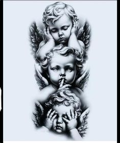 Angel Sleeve Tattoo, Angle Tattoo, Cupid Tattoo, See Tattoo, Cherub Tattoo, Evil Tattoo, Realistic Tattoo Sleeve, Evil Tattoos, Chicano Style Tattoo