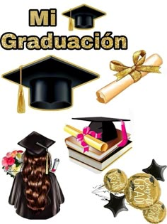 congratulations card with graduation cap, diploma and balloons in gold foil on the bottom right hand corner