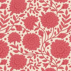 a red and white flower pattern on a wallpaper with lots of small flowers in the center