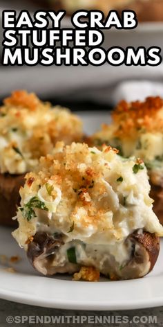 an easy crab stuffed mushrooms recipe on a plate