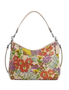 Smooth leatherDetachable handle with 11" dropDetachable strap with 22" dropInside zip pocket, inside snap pocketZip-top closureLength: 12.25"Height: 9.25"Width: 4.25"Style # CT222Color: Ivory Multi Coach Floral, Floral Bags, Flower Bag, Printed Bags, Color Ivory, Coach Purses, Zip Top, Smooth Leather, Inside Pocket