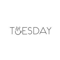 the word tuesday written in black ink on a white background