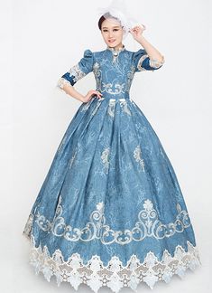 Blue Floral Velvet Rococo Southern Belle Civil War Photography Clothing   Condition: Brand New  Color: amp;nbsp; As Picture  Material: Velvet And Lace  Silhouette: Ball Gown  Sleeve Length: Half Sleeve  Dresses Length:Floor-Length  Neckline: O-Neck  Decoration: Lace  Style: Vintage   Includes: Dress + Hat    amp;nbsp; Rococo Photography, Marie Antoinette Dress, Masquerade Party Dresses, Marie Antoinette Dresses, Baroque Dress, Rococo Dress, Antoinette Dress, Blue Ball Gowns, Prom Dresses With Pockets