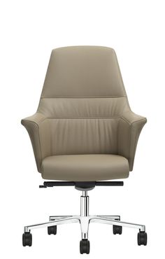 an office chair with wheels on the back and seat upholstered to the side