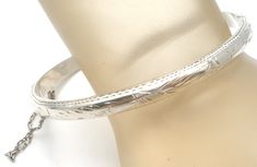 Sterling Silver Engraved Bangle Bracelet Vintage - The Jewelry Lady's Store Engraved Bangle Bracelet, Engraved Bangle, Engraved Design, Window Shopping, Bracelet Vintage, Hinged Bangle, Bangle Bracelet, Vintage Sterling Silver, Vintage Finds