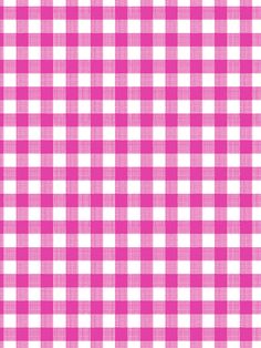 a pink and white checkered table cloth