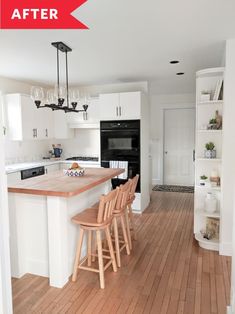 the kitchen is clean and ready to be used as a dining room or family room