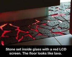 the floor has red light coming from it