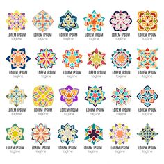 the logos for different types of flowers and their meanings are shown in various colors, shapes, and sizes