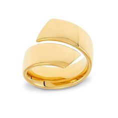 Plan to stand out with the simple yet contemporary design of this bypass bold ribbon wrap ring in 10K gold. Crafted in warm 10K gold Two bypassing polished ribbons with slanted ends wrap your finger in modern style. Makes a bold fashion statement This ring is available in size 8 only. Modern Twist Yellow Gold Bypass Ring, Gold Bypass Ring With Modern Twist, Modern Twist Bypass Ring For Formal Occasions, Modern Twist Yellow Gold Bypass Ring For Formal Occasions, Modern Wide Band Ring With Polished Finish, Modern Twist Bypass Ring With Polished Finish, Modern Open Bypass Ring For Formal Events, Modern Open Bypass Ring For Formal Occasions, Modern Bypass Ring With Polished Finish