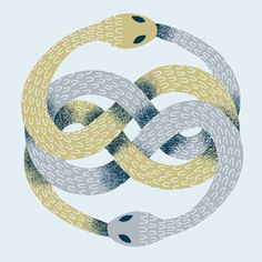 an image of two snakes in the middle of a circle