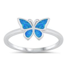 CHOOSE YOUR COLOR Blue Simulated Opal Wholesale Butterfly Ring .925 Sterling Silver Band Cubic Zirconia Female Size 8 All our silver jewelry is crafted from .925 silver also commonly referred to as sterling silver. Sterling silver is the standard for beautiful high-quality silver jewelry and cannot be replicated by lower priced silver plated jewelry. It is 92.5% pure silver, mixed with alloys to add strength and durability to stand the test of time. Keep your fine jewelry shiny and elegant by storing it properly. Jewelry needs to be stored in a dry area, preferably away from air in a jewelry box or plastic bag. Avoid exposure to harsh chemicals. Use a polishing cloth to remove tarnish build-up over time. Age Group: adult. Blue Sterling Silver Jewelry With Polished Finish, Elegant Blue Sterling Silver Butterfly Ring, Adjustable Blue Stamped 925 Jewelry, Sterling Silver Opal Birthstone Ring, Sterling Silver Opal Ring Birthstone, Blue Opal Ring Gift, Blue Sterling Silver Ring, Blue Round Sterling Silver Jewelry, Blue Round Hallmarked Jewelry